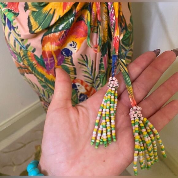 FARM RIO NWT Macaw Leaves Cut-Out Midi Dress Size L $225.00 NWT - Picture 9 of 10